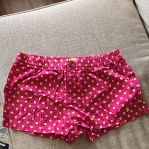 aerie Pajama Shorts Pink with Yellow Polka Dots